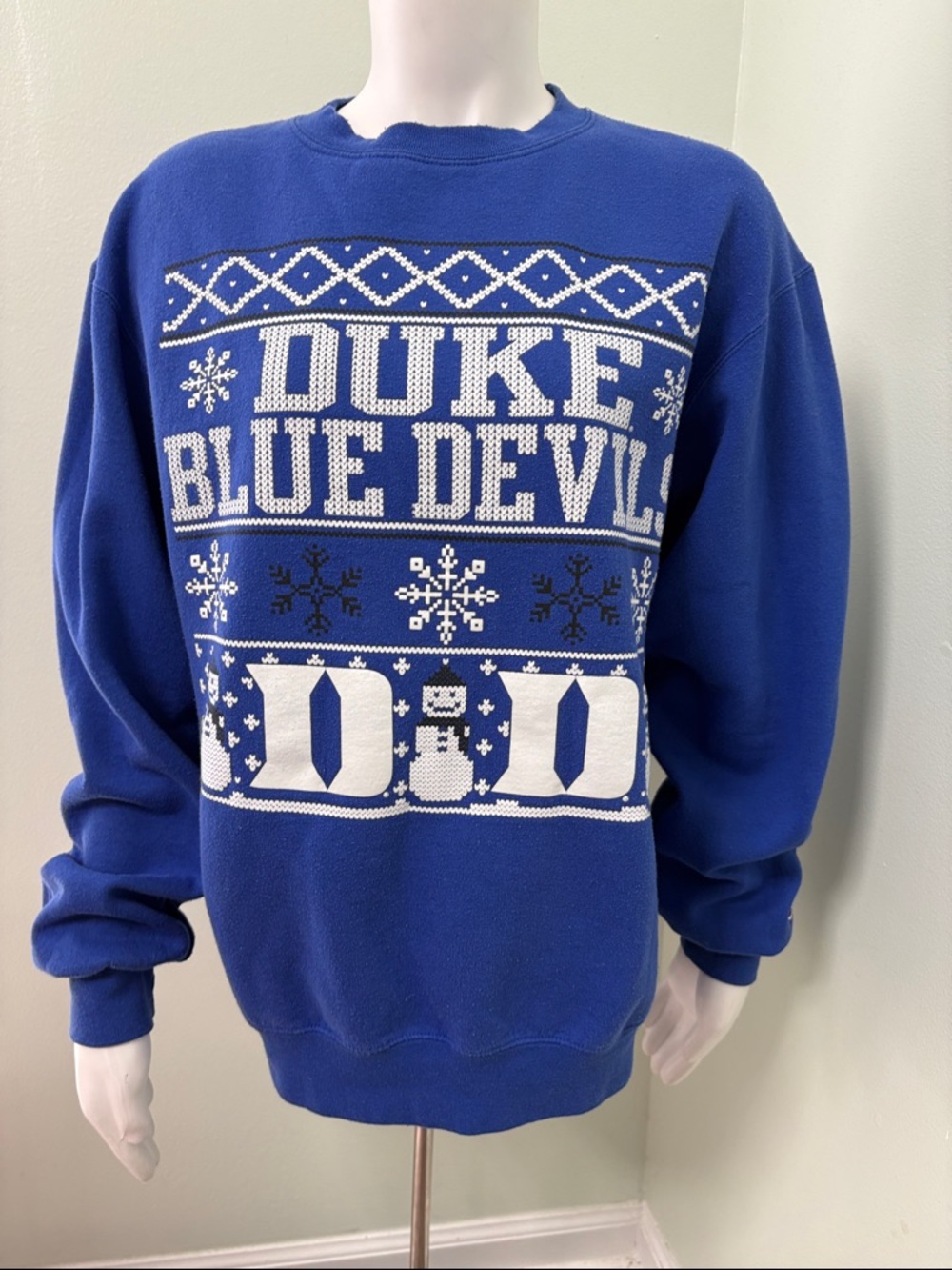 Duke University Sweatshirt Winter Snowman Ugly Christmas Festive Medium